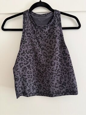 Athleta Gray Leopard-Print High Neck Crop Tank